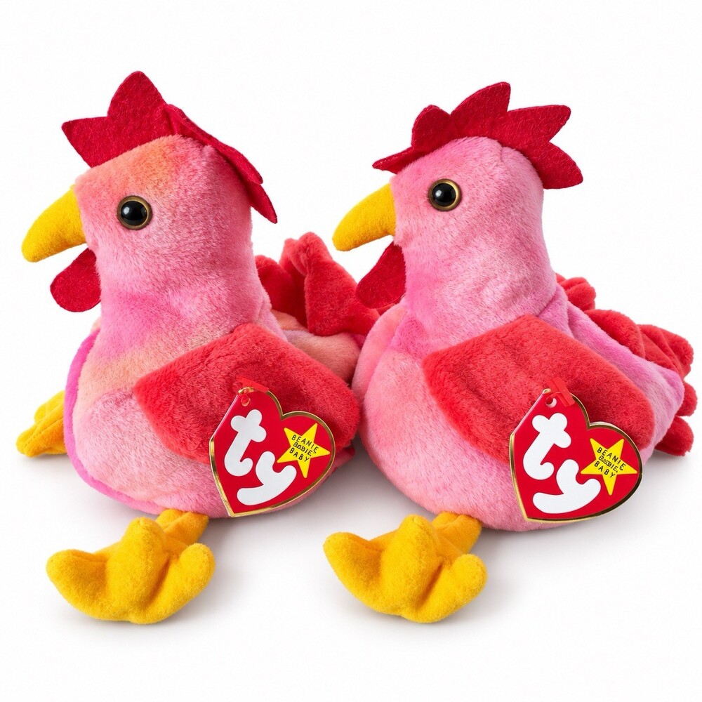 Lot of 2 TY Beanie Baby Strut Rooster 1996 Vintage Plush w/ Tags Retired